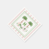 Cabana Stripes Palm Beach Monogram Crest Enclosure スタンダードカクテルナプキン (角)