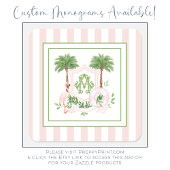 Cabana Stripes Palm Beach Monogram Crest Enclosure ノートカード