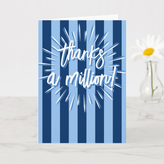 Cabana Stripes "Thanks a Million" Burst in Blue カード (小さな植物)
