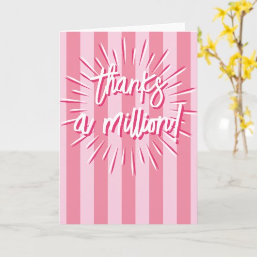 Cabana Stripes "Thanks a Million" Burst in Pink カード (黄色い花)