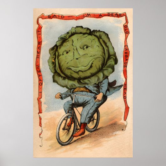 Cabbage Riding a Bicycle - Vegetable People ポスター (正面)