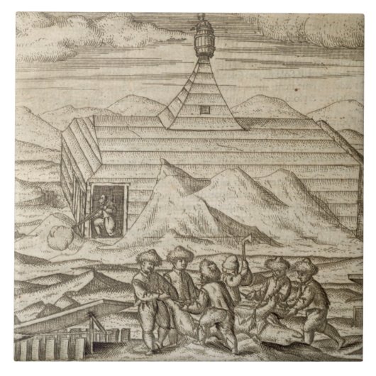 cabiの外の乗組員の殺害そして皮を剥ぐくま、 タイル (正面)