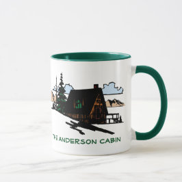 cabin湖の家の森のカスタムな文字のマグ マグカップ