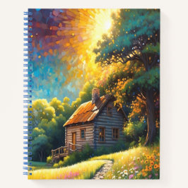 Cabin and Flowers in a colorful meadow ノートブック