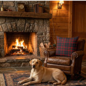 Cabin Chic Decor: Classic Red & Navy Tartan Plaid クッション