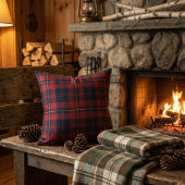 Cabin Chic Decor: Classic Red & Navy Tartan Plaid クッション