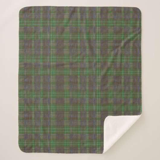 Cabin Forest Green Tartan シェルパブランケット (正面)