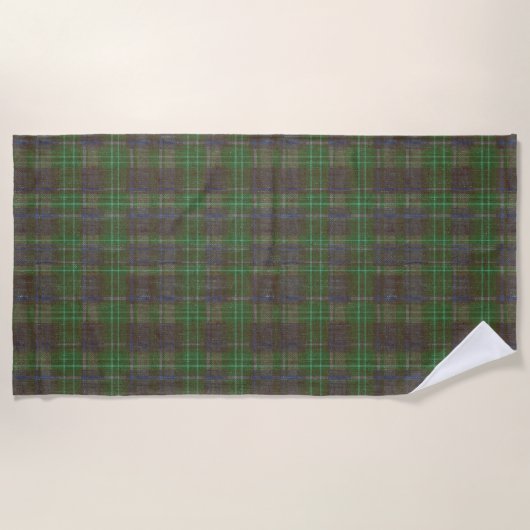 Cabin Forest Green Tartan ビーチタオル (正面)