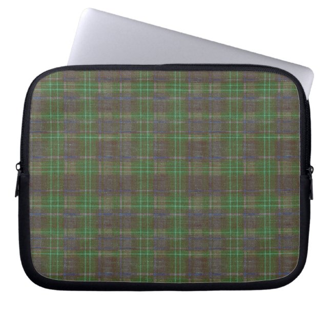 Cabin Forest Green Tartan ラップトップスリーブ (正面)