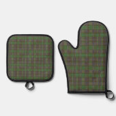 Cabin Forest Green Tartan 鍋つかみ&鍋敷きセット (正面)