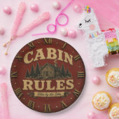 Cabin Rules Rustic Lake Cabin ペーパープレート (パーティー)