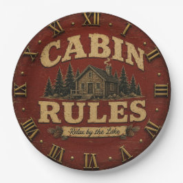 Cabin Rules Rustic Lake Cabin ペーパープレート
