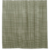 Cabincore Wobbly Gingham Christmas Green シャワーカーテン (正面)