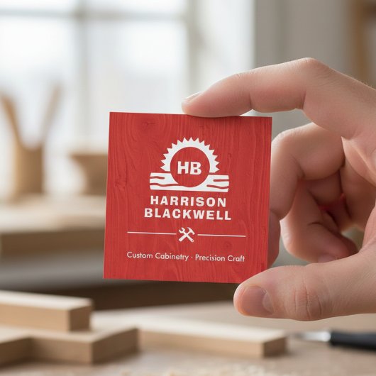 Cabinet Maker Red Wood Professional Monogram スクエア名刺