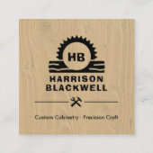 Cabinet Maker Rustic Wood Professional Monogram  スクエア名刺 (正面)