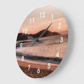 Caboのカラフルな日没 ラージ壁時計 (傾斜)