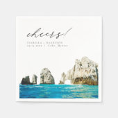 CABOメキシコウォーターカラービーチスカイライン結婚ズ スタンダードカクテルナプキン (正面)