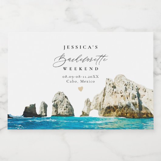 CABOメキシコトロピカルビーチバチェロレッテウィークエンド スパークリングワインラベル (シングルラベル)