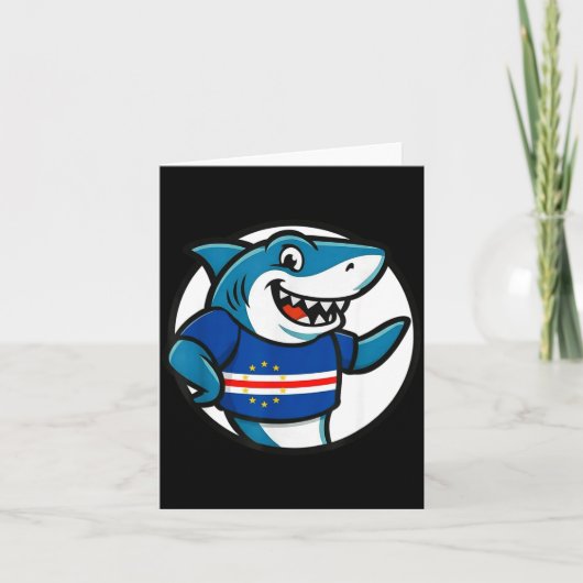 Cabo Verde Flag Shark Funny Cabo Verdean カード (正面)