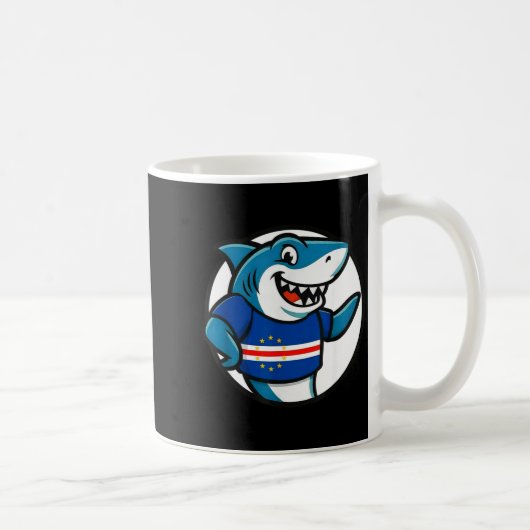 Cabo Verde Flag Shark Funny Cabo Verdean  コーヒーマグカップ (右)
