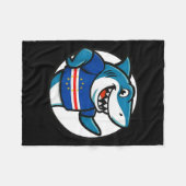 Cabo Verde Flag Shark Funny Cabo Verdean  フリースブランケット (正面(横))