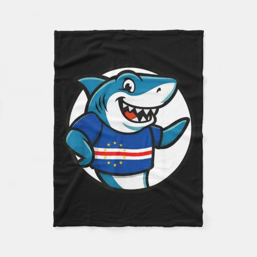 Cabo Verde Flag Shark Funny Cabo Verdean  フリースブランケット (正面)