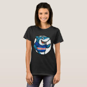 Cabo Verde Flag Shark Funny Cabo Verdean  Tシャツ (正面フル)