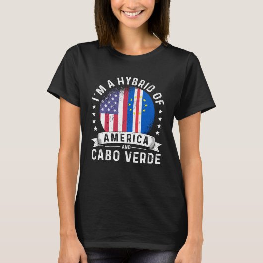 Cabo Verdean American Patriot Grown Flag Humor Tシャツ (正面)