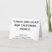 CABOS SAN LUCAS、バハ・カリフォルニア州、メキシコ カード (裏面)