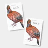 Cabot's tragopan bird cartoon illustration  バッジ (正面＆裏面)