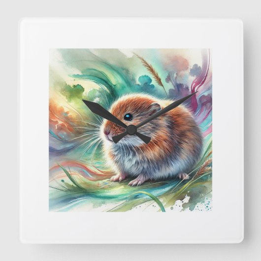 Cabrera vole 081024AREF136 - Watercolor スクエア壁時計 (正面)