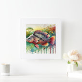 Cacique Fish 190624AREF111 - Watercolor スクエア壁時計 (ホーム)