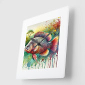 Cacique Fish 190624AREF111 - Watercolor スクエア壁時計 (傾斜)