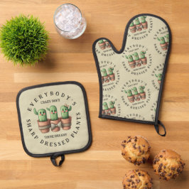 Cactiおもしろい誰もが熱狂する'Bout Sharp ... 鍋つかみ&鍋敷きセット