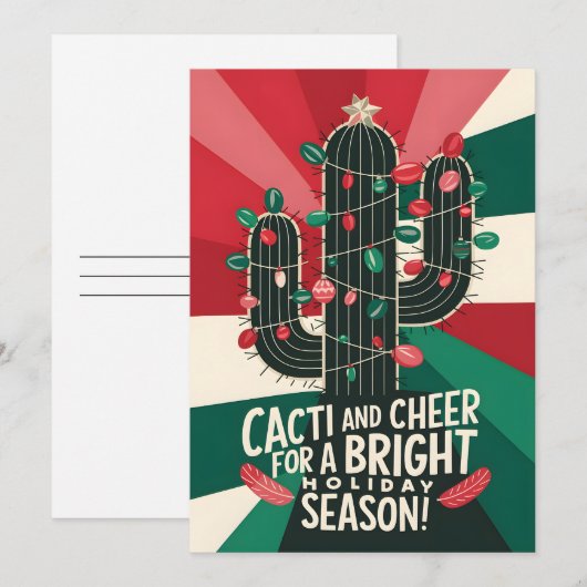 Cactiと応援 – クリスマスカード (正面/裏面)