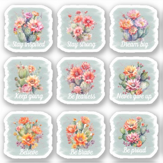 Cactiやる気を起こさせるステッカーパック シール (正面)