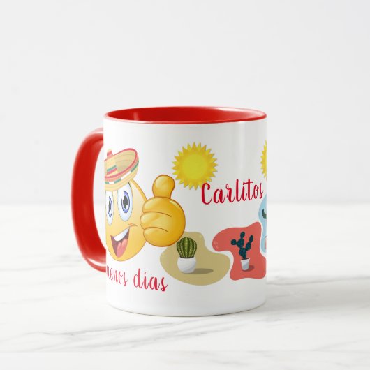 Cactiパーソナライズされたとソンブレロのメキシコ絵文字 マグカップ (正面左)