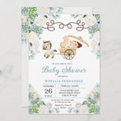 Cactiフローラメキシコ男の赤ちゃんチャロベビーシャワー 招待状 (正面/裏面)