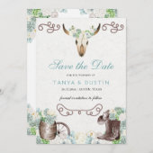 Cactiフローラ西素朴スカルの日付の保存先 招待状 (正面/裏面)