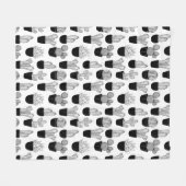 Cactiブラックラインアート大パターン フリースブランケット (正面(横))