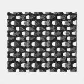 Cactiホワイトラインアート大パターン フリースブランケット (正面(横))