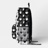 Cactiラインアートブラックとホワイトパターン2 プリントバックパック (右)