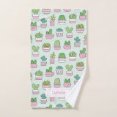 Cacti多肉植物のドードルパターン名 バスタオルセット (ハンドタオル)