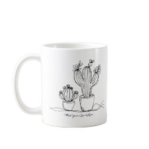 Cacti抽象芸術ラインアートとパーソナライズされた文字