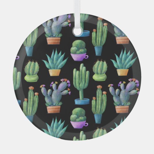 Cacti:シカラフルームレお洒落スデザイン。 ガラスオーナメント (正面)