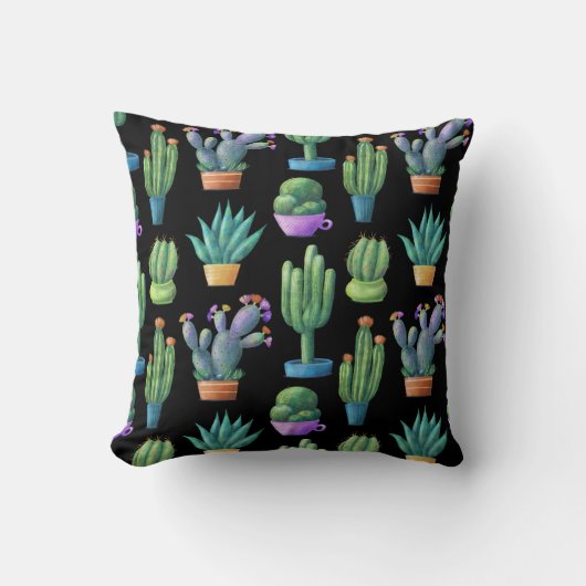 Cacti:シカラフルームレお洒落スデザイン。 クッション (正面)