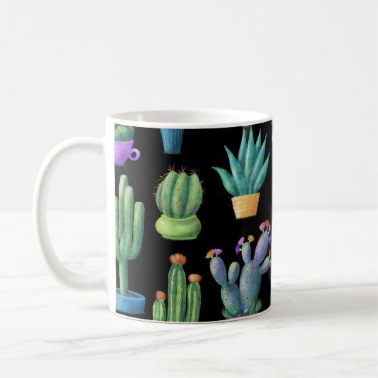 Cacti:シカラフルームレお洒落スデザイン。 コーヒーマグカップ (左)