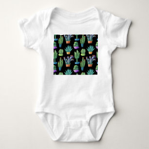 Cacti:シカラフルームレお洒落スデザイン。 ベビーボディスーツ