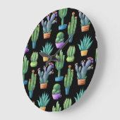Cacti：シカラフルームレお洒落スデザイン。 ラージ壁時計 (傾斜)