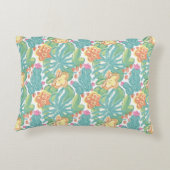 Cacti and plant Desert Botanical Green Orange Pink アクセントクッション (裏面)